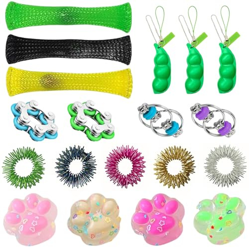 19 stycken fidget-leksaker för barn, för skola kontor resor bärbara