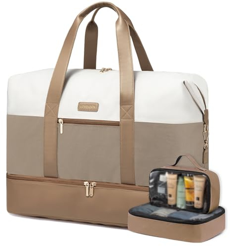 LOVEVOOK Bolso de viaje para mujer, bolsa de deporte Weekender, bolsa de mano para avión, bolsa de clínica para el nacimiento, bolsa de viaje para ropa con neceser y compartimento para zapatos