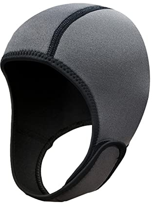 KiBcsLic Capucha de Neopreno de 2 Mm para Traje de Buceo con Correa para La Barbilla, Gorro de Natación Y Surf, para Hombres Y Mujeres, para Submarinismo, Esnó, Gris