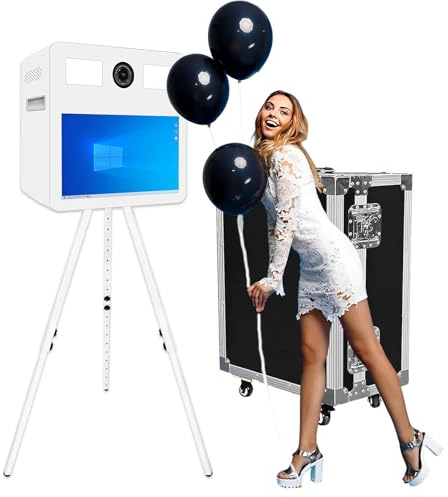 YuuuCooo Photo Booth portatile con touchscreen da 21,5, controllo tramite APP e stampa istantanea, macchina Photo Booth DSLR include flight case per matrimoni feste eventi noleggio (Bianco)