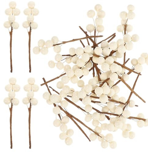 DIYEAH 30 Palitos De Bayas Artificiales Tallos De Bayas De Acebo Artificiales De 8 6 Cm para Árbol De Navidad Fabricación De Coronas Manualidades De Bricolaje Decoraciones