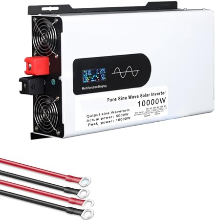 HYZHANHONG 12v to 220v,Onduleurs sinusoïdaux purs 5 000 W 12 V - 72 V CC vers CA 110 V 220 V, Puissance de crête 10 000 W, avec télécommande, 2 Prises, borniers à Affichage LED pour Voiture