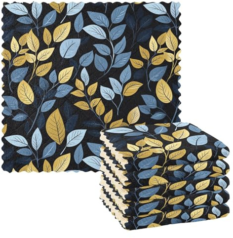 FRODOTGV Paño de limpieza con diseño de plantas y color negro, 6 paños de cocina, reutilizables, trapo para lavavajillas para coche, 11 x 11 pulgadas