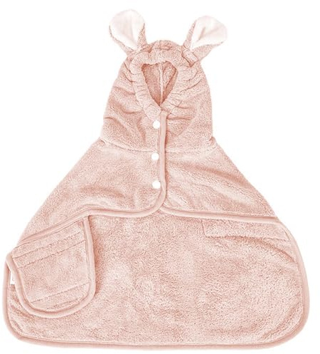Chronotail Hunde-Bademantel mit Kapuze, saugfähig, nach dem Baden mit Korallenfleece, Nachtwäsche für Haustiere (XS, S/M) (Rosa, S)
