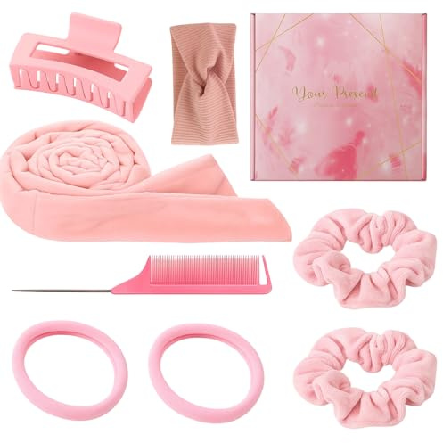 9 Stück heatless curls, Locken Ohne Hitze Set, Heatless Curls Band Mit Haarband, Lockenwickler Über Nacht, Für Lange Haare, Ideal Für Reisen Und Nächtliches Styling, Inklusive Box Und Kamm