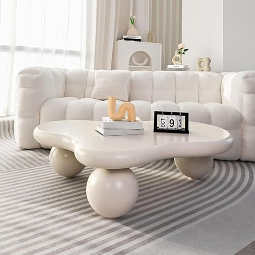 Mesa de centro irregular con 3 patas de bola para sala de estar y dormitorio, fácil de montar