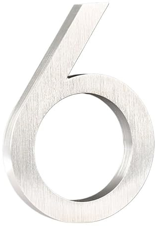FDOSIJFOS Numero civico, 1 pz. 152 mm Numero civico Galleggiante Esterno 6 Pollici Targa for indirizzo in Metallo Argentato for Porta Appartamento n. 0-9(6)