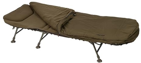 Fox EOS Sistema de sueño estándar | Cama de pesca de carpas sistema completo de sueño | Colchón cubierto de forro polar | Funda térmica con cremallera para 3 estaciones | Marco plano | Seis patas