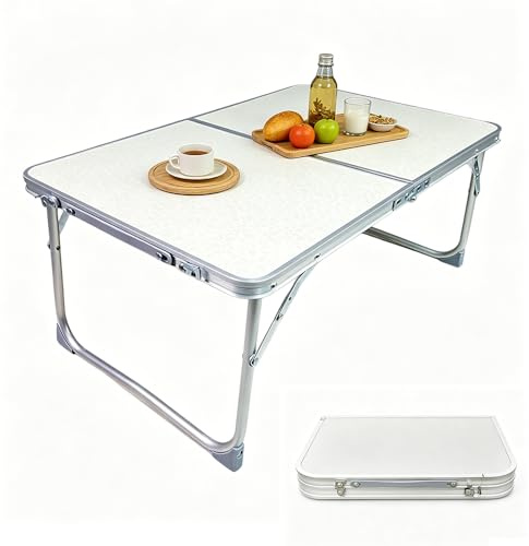 JOAASU Folding Camping Table, 62x42x27.5cm Aluminium Picnic Table with Handle, Low Camping Tables, Small Lightweight Foldable Tables for Outdoor, Indoor, Picnic, Beach, Garden, BBQ