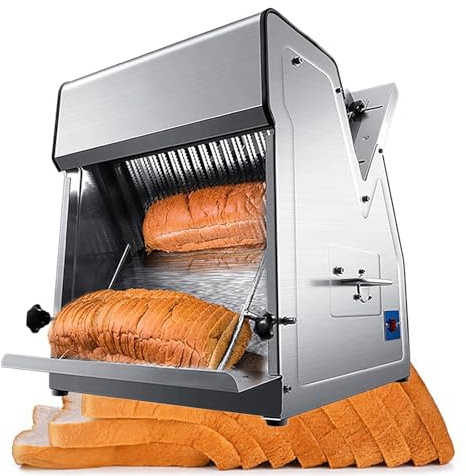 Electric Bread Slicer with Adjustable Thickness, Ideal for Commercial Kitchens and Home Meal Preparation