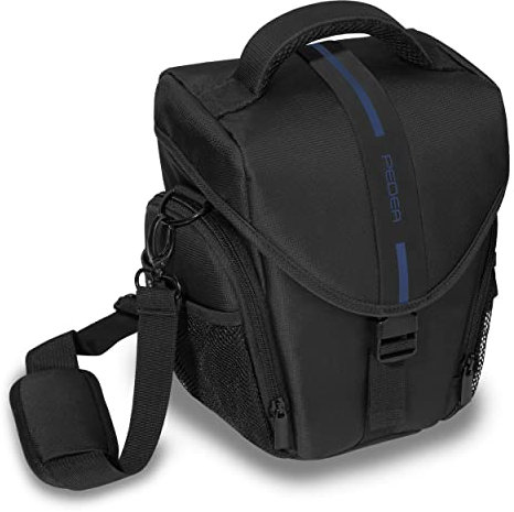 Pedea Kameratasche Essex für Spiegelreflexkamera DSLR SLR Fototasche für DLSM Systemkamera Objektive und Zubehör mit Regenschutzhülle, Gr. L blau
