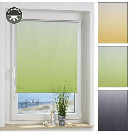 ourdeco® Mini-Rollo mit Thermobeschichtung und Farbverlauf / 80 x 150 cm grün (Breite x Höhe) / lichtundurchlässig, verdunkelnd