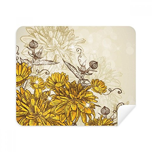 DIYthinker Gelbe Chrysantheme-Blumen-Anlage Telefon Bildschirmreiniger Gläser Reinigungstuch 2Pcs Suede Fabric