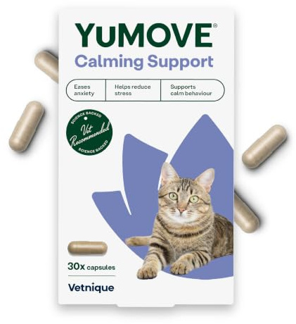 YuMOVE Calming Care Cats Tasty Treats Supplements, Anxiety Relief Calming Tablets for Cats who are Stressed or Nervous, Adult Cat, 30 Capsules