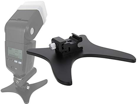 Photecs® Blitz-Standfuß Pro-X V2, Blitzständer Blitzfuß Tischsockel (Metall, schwarz eloxiert) (Pro-X V2)