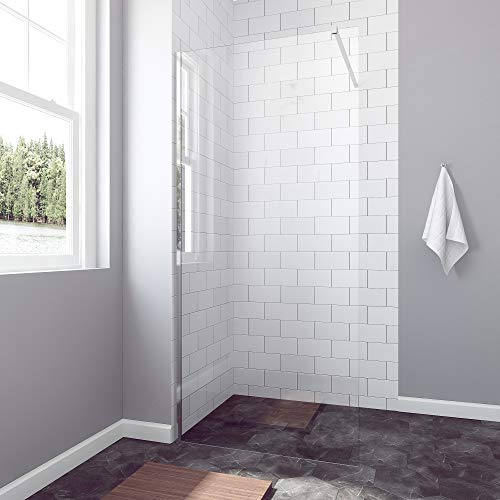 Duschabtrennung Walk In Duschwand Glas 87,5-89 x 195 cm Walkin Duschtrennwand Dusche Glas Duschglaswand 8 mm Echtglas ESG mit Lotuseffekt Nanobeschichtung | AQUABATOS