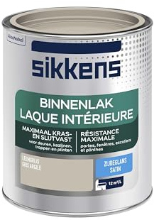 Sikkens - Peinture Laque Intérieure Bois et Fer - Résistance maximale aux taches et rayures - Satin Gris Argile 0,75 L