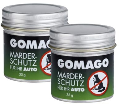 GOMAGO Marderschutz für Ihr Auto 2er Set | Zuverlässige und einfache Mardervergrämung durch Duftstoff | Alternative zu Marderschreck, Marderspray, Ultraschall u.ä. | Einfache Anwendung [2 x 35g]