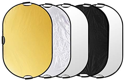 Selens 5 in 1 100x150cm Light Reflector Photography Diffuser Collapsible Portable with Handle Lighting Gold/Silver/White/Black/Translucent for Photo Studio Portrait Product Indoor Outdoor Shooting