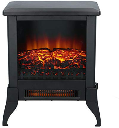 Classic Fire Elektrokamin Verona - Elektrischer Kamin 2000W - mit Heizung und Kaminfeuer - Deko Kamin mit LED Beleuchtung - Einstelbarrer Thermostat - Inkl. Fernbedienung - 38 x 23 x 46 cm - Schwarz