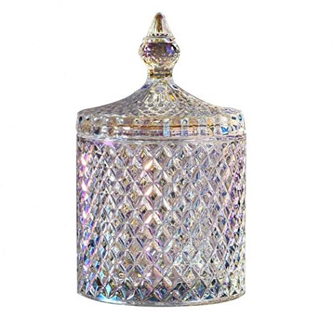 Hotaden 1pc Cookies decorativo de cristal de cristal del plato del caramelo de almacenamiento organizador del envase del tarro por decoración de la casa