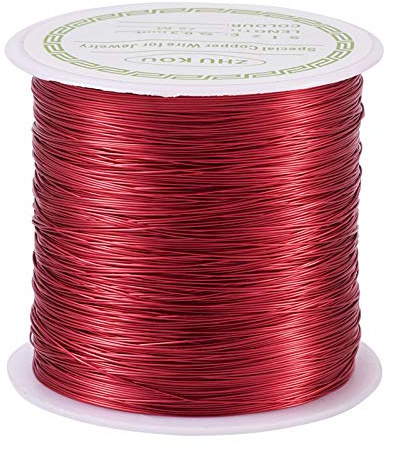 PandaHall 236 Feet Tarnish Resistant Bare Copper Wire 28 Gauge 0.3mm Jewelry Beading Wire for Crafts Beading Jewelry Making Supplies(Red)
