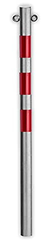 UvV UVAP600 Absperrpfosten verzinkt ortsfest ø 60 mm (mit 2 Ösen + rote Folie RA1c)