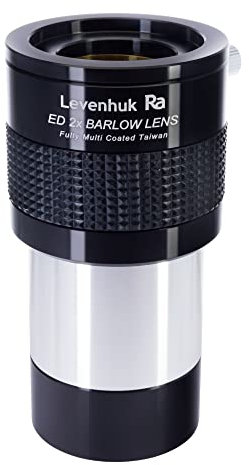 Levenhuk ED-2x, 2 Zoll Achromatische Barlow-Linse Mit Besonders Niedriger Dispersion Für Teleskope Mit M48x0,75 mm Lichtfiltergewinde, 1,25 Zoll—2 Zoll Adapter Im Lieferumfang Enthalten