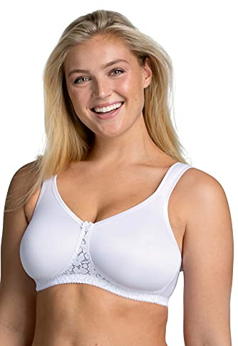 Miss Mary of Sweden Smooth Lacy Support Cup Non-Wired T-Shirt Bra 38E White