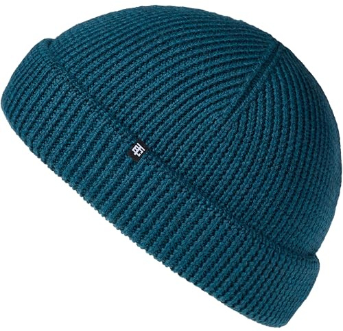 Enter the Complex® Fisherman beanie, 100 % merinoull, trattarmössa, troyer, ribbstickad, män och kvinnor, bensin, one size