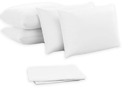 Pillowcases - 4 Pack Housewife Pillowcase Set | Envelope Closure | Ultra Soft Easy Care 100% Egyptian Cotton Plain Pillow Case Cover For Bedroom - 50 X75cm (White)