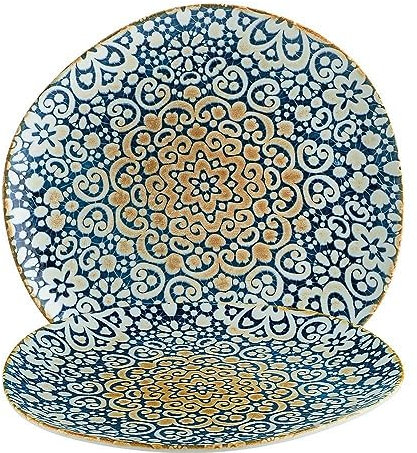 Bonna 6x Alhambra Vago Teller flach 29cm 2,5cm hoch Blau Weiß Porzellan ALHVAO29DZ Speiseteller Set Essteller Servierteller Geschirr