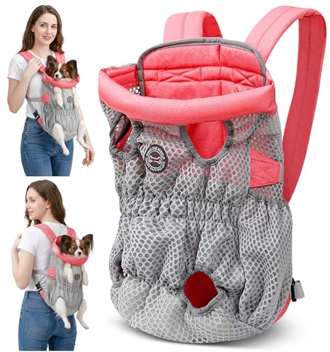 ALLSOPETS Zaino per Cani di Piccola e Media Taglia – Zaino Porta Cane Frontale Traspirante e Comodo con Gancio di Sicurezza, Mani Libere per Viaggio Escursionismo Outdoor (Rosa Ciliegia, M)