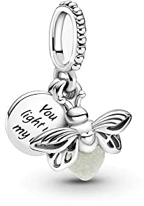 Lkwidi Charme Glow-in-the-dark Firefly Dangle Charms-Anhänger 925 Sterling Silber Charm Bead Pendant für Europäische Armbänder und Halsketten