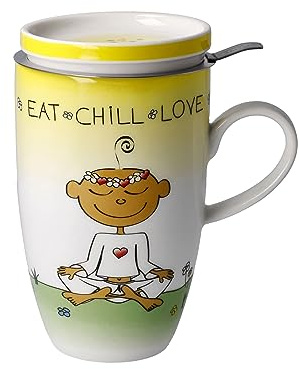 Teetasse mit Deckel und Sieb Der kleine Yogi - Eat Chill Love