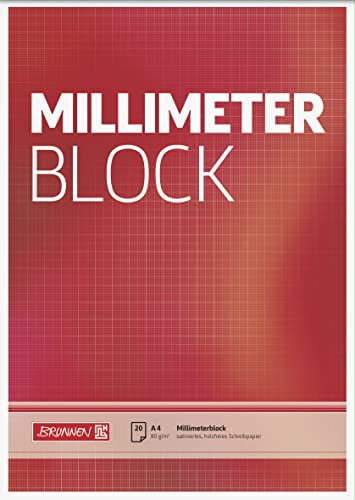 Brunnen 104747001 Millimeterblock Millimeterpapier (A4, 80g/m², 20 Blatt) (5er Pack)