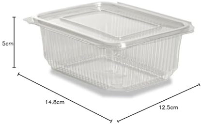 Générique Barquette fraicheur avec couvercle charnière 500 ml en plastique PET pour salade et plats froids (400)