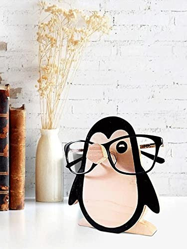 Tier-Brillenständer, Kreativer Handgefertigter Brillenständer in Tierform, Niedliche Haustier-Brillen-Display-Ornamente, Geschnitzter Tier-Brillenhalter für Zuhause, Büro, Schreibtisch,(Pinguin)