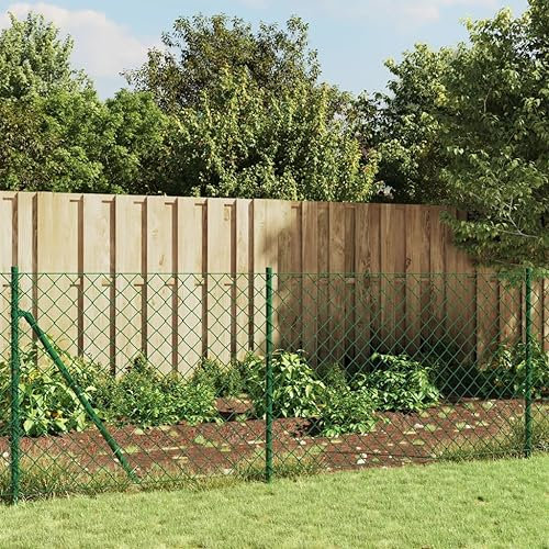 Lechnical Chain Link Fence with Spike Anchors Green 0.8x10 m,Decorative Fence,Chain Link Fence,Fencing for Patio Outdoor Yard,Fence Panel(SPU:153920)