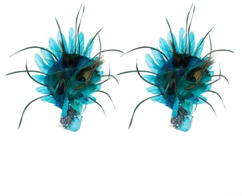 Künstliche Pfau gefiederte Simulation Vögel Weihnachtsbaum Dekorationen, Pfau Weihnachtsschmuck für Weihnachtsbaum weiß blau