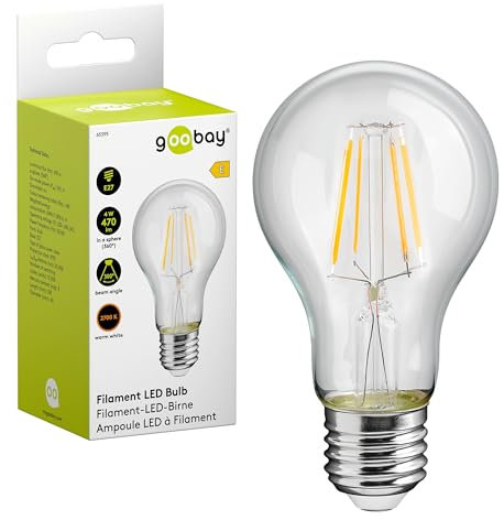 goobay 65395 Filament LED Birne 4W / Kerzenform/Glühbirne warmweißes Licht 2700K / LED Birne für Kronleuchter/Lampe mit geringer Wärmeentwicklung/Nicht dimmbar / 4kWh/1000h Kristallklar