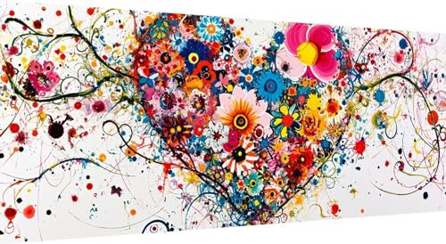 Qiaoqoo Liebe Diamond Painting xxl 225x90cm, 5D DIY Diamant Painting Bilder Blume Diamand Painting Kinder mit Diamond-Painting Zubehör, Groß Diamant kunst Basteln Erwachsene, Home Décor Malerei