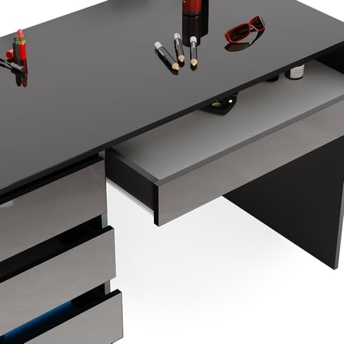 Vicco Schminktisch Sherry, Anthrazit, 120 cm | 5 Schubladen für unterschiedliche Aufbewahrungsbedürfnisse