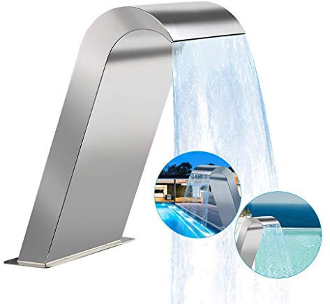 Fontana per piscina in acciaio inox, 24 x 10,4 cm, a cascata, per piscina, stagno, cascata, lama per piscine a terra e giardino