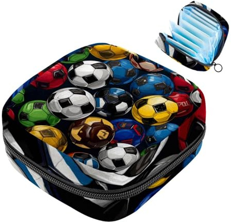 Damenbinden-Aufbewahrungsbeutel für Damen, große Kapazität, Menstruationspad-Tasche, Fußball-214 Menstruationstaschen, Tampon-Sammelhalter, Geldbörse