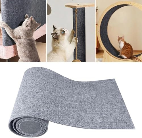 Heflashor Kratzmatte Selbstklebend Kratzteppich Katze Wand DIY Zuschneidbare Katzenkratzmatte Kratzbrett Kratzschutz AntiKratz Tape Kratzpads für Sofa,Teppiche,Möbel,Katzenständer,Hellgrau,L