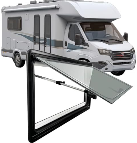 Ddasam Ventana Lateral Externa de ventilación de Techo de RV, reemplazo de Ventanas, Ventana Lateral de Salida de RV, Ventana con bisagras de Caravana con Pantalla de privacidad y Sunshade(1200*500mm)