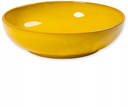 Verano Spanish Ceramics Selena Glaze Hand Dipped Medium & Large Bowls - Home Décor Kitchen Dining Room Café Restaurant Table Fruit Salad Serving Dishware - Yellow 22cm