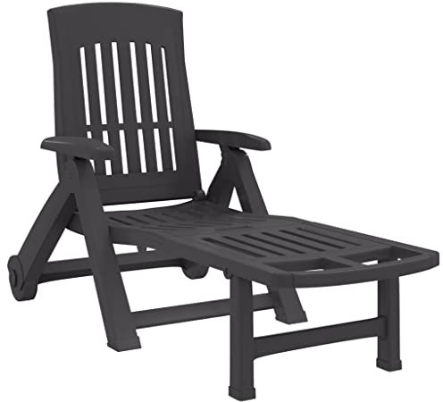 Gecheer Klappliege Sonnenliege Gartenliege Strandliege Relaxliege Rollen Anthrazit PP