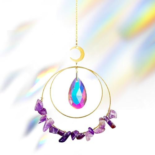 Sipiris Acchiappasole Cristallo,Appendere Vetro Acchiappa Sole,Pendenti Suncatcher Decorazione,Appeso Arcobaleno Prisma Finestra per Accessori Auto,Ornamenti da Giardino Appesi,Decorazioni per Esterni